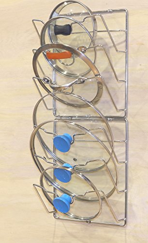 Simple Houseware 2-Pack Cabinet Door/Wall Mount Pot Lid Organizer Rack, 9.5" W x 4.5" D x 11.5”H, Chrome - color: Chrome