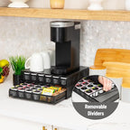 Mind Reader 2 Drawer Coffee Pod Organizer with Removable Dividers, 72 Pod Capacity, Metal Mesh Coffee Station Base with Guided Drawer Track, Black - style: Square 72 Capacity