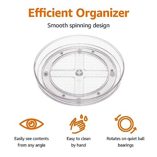 Amazon Basics Clear Lazy Susan Turntable Organizer for Organization, 12-Inch, 2-Pack - size: 12" Diameter, 2-Pack