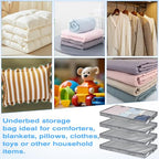 4 Pack Under Bed Storage, Below 4 Inches Underbed Storage Containers Low Profile No Sidewalls Foldable Shallow Storage Bins Organizer with Clear Lid and Zipper