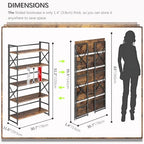 4NM Extra Wide 5 Tiers No Assembly Book Shelves, 51.2" H Folding Bookshelf Bookcase Open Industrial Foldable Shelves for Bedroom, Living Room, Home Office - Rustic Brown Black - color: Rustic Brown Black, size: Wide XX 5-Tier