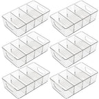 Stackable 6 Pack Snack Organizer for Pantry Shelf,Clear Pantry Organizers and Storage Bins for Fridge,Office,Cupboard,Plastic Pantry Snack Organizer For Breast Milk,Tea Bag,Food Storage Containers