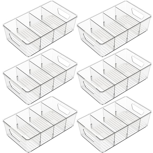 Stackable 6 Pack Snack Organizer for Pantry Shelf,Clear Pantry Organizers and Storage Bins for Fridge,Office,Cupboard,Plastic Pantry Snack Organizer For Breast Milk,Tea Bag,Food Storage Containers