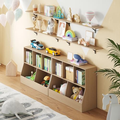 DINZI LVJ Long Wall Shelves, 31.5 Inch Wall Mounted Shelves Set of 2, Easy-to-Install, Wall Storage Ledges with Sturdy Metal Brackets for Living Room, Bathroom, Bedroom, Kitchen, Natural - color: Natural, size: 31.5 Inch