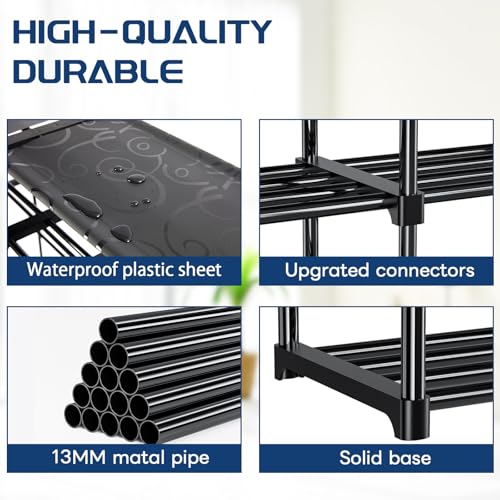 Mavivegue 3 Row 12 Tiers Shoe Rack, Large Storage Space, Metal Shoe Rack Organizer for Entryway, Closet, Bedroom, Garage,Black - color: Black, size: 3 Row 12 Tier