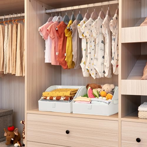 GRANNY SAYS Closet Storage Bins, Clothes Organizer and Storage Bins, Trapezoid Storage Boxes with Handles, Storage Baskets for Shelves, Pearl White, Medium, 3-Pack - color: Pearl White, size: 11½"L x 11½"W x 7¾"H
