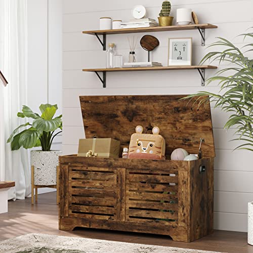DINZI LVJ Long Wall Shelves, 39.4Inch Wall Mounted Shelves Set of 2, Easy-to-Install, Wall Storage Ledges with Sturdy Metal Brackets for Living Room, Bathroom, Bedroom, Kitchen, Rustic Brown - color: Rustic Brown, size: 39.4 Inch