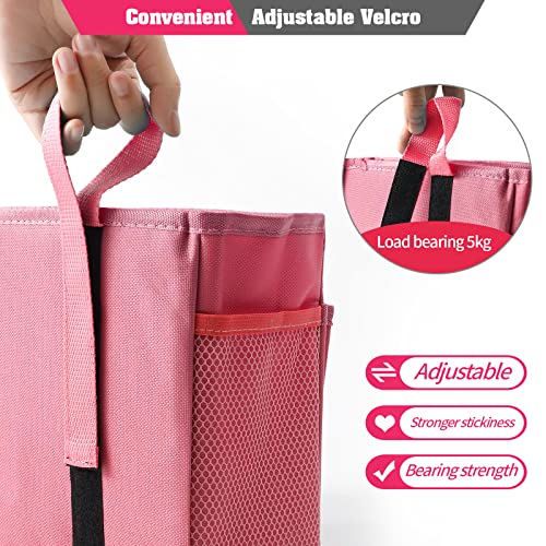 Bseash Bunk Bed Organizer, Bedside Caddy Hanging Bed Organizer Storage Bag with 4 Pockets and 2 Hooks, for College Dorm Rooms Bed, Hospital Bed, Baby Bed Rails, 600D Oxford Cloth (Pink) - color: Pink, size: Small