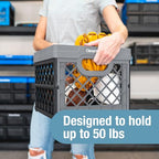 CleverMade Collapsible Milk Crate 25L (6.6 Gal), 50 lb Capacity Heavy Duty Folding Crate – Stackable Storage Crates with File Rails, Plastic Collapsible Crates - Red - color: Red, size: 1 Pack