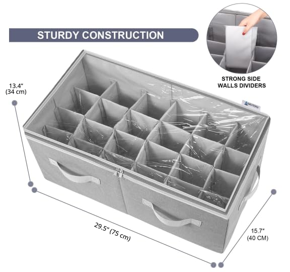 Moteph Shoe Organizer Closet Storage Solution with Clear Cover & Adjustable Dividers for Shoes, Handbags, Blankets, Linen, Clothing (Large - 24 Pairs, Grey) - color: Grey, size: Large - 24 Pairs