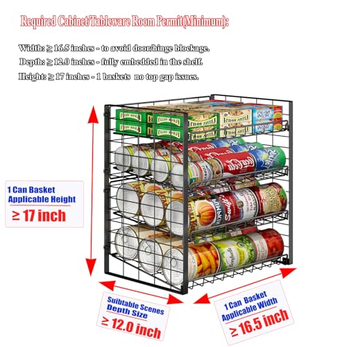 JKsmart 4-Tier Can Rack Organizer for Pantry, Adjustable Can Storage Holder for Various Ounces of Canned food Soda Drinks, Can Dispenser Holds Up to 48 Cans for Cupboard Cabinet - size: 4 Tier - 1Pack
