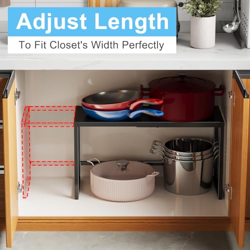 Expandable Metal Storage Shelves, 110LBS Heavy Duty Shelving Units and Storage For Pots Pans Small Appliances, Adjustable Metal Storage Shelf Rack For Kitchen Cabinets Closet Pantry Warehouse Garage - size: 1 Tier：11.8"D x 28.9"W x 16.3"H