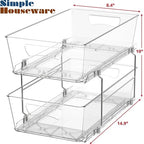 Simple Houseware 2 Tier Basket Drawer Cabinet Pull-Out Organizer, Clear - size: 1-Pack