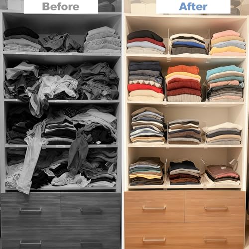 Purse Organizer for Closet Shelf Dividers: 11-inch Tall (Higher Version) Adjustable Clear Acrylic Bag Storage Organizer for Handbags, Sweaters, Towels, Jeans and Shoes on Wood Shelves 8-Pack - color: Clear:8-pack, size: Extra Tall: 11" Tall x 12" Deep