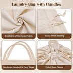 Cotton Canvas Laundry Bag 33"Wx 35"H, Thick Cotton Laundry Bag with Handles & Drawstring, Extra Large Heavy Duty Washable Basket Liner Hamper Liner Storage Sack (Natural XL, 1 Pack) - color: Natural, size: XL 33"W x 35"H┃1 Pack
