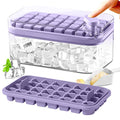 Ice Cube Tray with Lid and Bin for Freezer, 2 Pack, 64 Pcs Ice Cube Mold (Purple) - color: Purple
