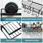 TAILI Shower Caddy Suction Cup 2 Pack, Heavy Duty Bathroom Basket, Bath Shelves for Inside, Stainless Steel Shower Holder for Bathroom Storage & Home Decor,Black - style: 2 × Black Basket