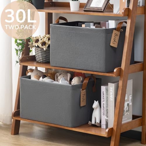 CHICVITA Storage Baskets Large Storage Bins for Organizing, Clothes Storage Bins, Closet Organizers and Storage, Small Laundry Basket for Shelves, 16 ¾" L x 11" W x 9 ¾" H, Grey, 2-Pack - color: Grey, size: 16 ¾" L x 11" W x 9 ¾" H