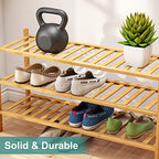 viewcare 3-Tier Long Shoe Rack, Bamboo Wood Shoe Rack for Closet, Entryway & Hallway, Stackable | Beautiful | Functional | Sturdy - color: Natural Bamboo, size: 3-Tier Long