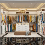 Vomavex Closet System, 4FT-8FT-9FT Closet Organizer With Drawers Wooden, Walk in Closet System with 5pcs Hanging Rods and Shelves Storage, Closet Built in System Wardrobe Organizer, White - color: 4-9FT