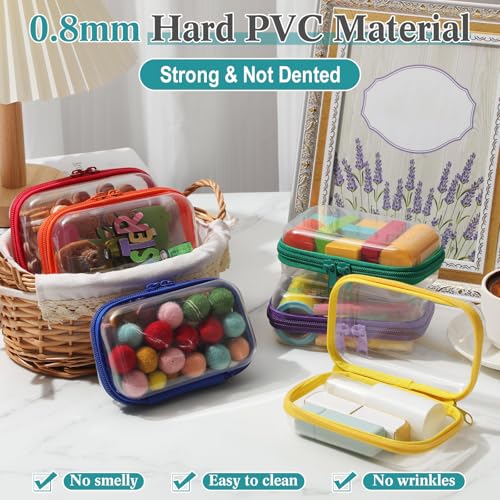 Sanwuta 6 Pcs Clear Hard Zipper Case Plastic Zipper Pouches Transparent Makeup Bag Pencil Case Pouches Toiletry Diaper Bag for Travel Toy Storage Organizer Bins - color: Assorted Color, size: 5 x 3 x 2 Inch