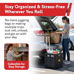 dbest products Quik Cart Pro Wheeled Rolling Crate Teacher Utility with seat Heavy Duty Collapsible Basket with Handle, Aluminum, Black - color: Black, style: Pro