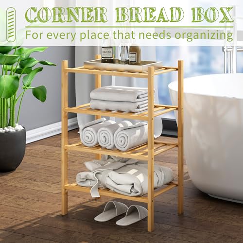 BMOSU 4-Tier Bamboo Small Shoe Rack Premium Stackable Shoe Shelf Storage Organizer for Hallway Closet Living Room Entryway Organizer (Natural Bamboo) - color: Natural Bamboo, size: Small-4-Tier（17*11*25.2inches）