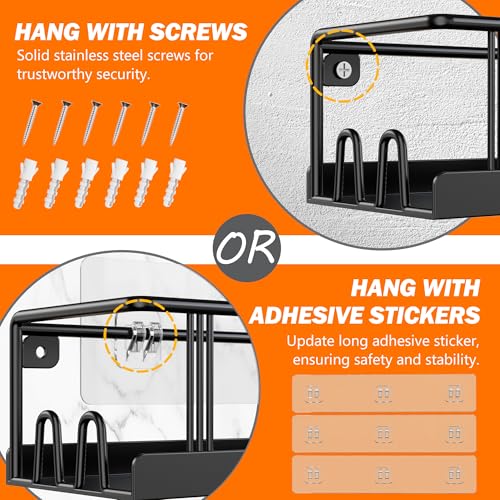 Bunoxea Spice Rack Wall Mounted 3 Pack, Space-Saving Spice Organizer for Spice Jars and Seasonings,Screw or Adhesive Hanging Spice Rack Organizer for Your Kitchen Cabinet,or Pantry Door - color: Black, size: 3 Pack