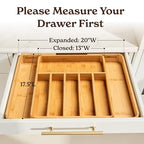 SMIRLY Silverware Drawer Organizer – Bamboo Kitchen Drawer Organizer, Adjustable Utensil Holder and Cutlery Tray, Drawer Dividers for Flatware and Kitchen Utensils | Adjustable, Drawer Dividers, Flatware, Kitchen Utensils - size: 8 Slot