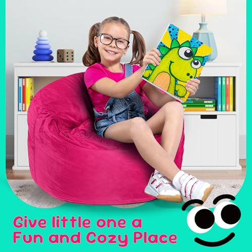 Hobestluk Bean Bag Chairs 2.5FT Bean Bag Chair with Memory Foam Filled & Machine Washable Cover,Beanbag Chair, Small Bean Bag Chairs for Playroom, Living Room, Bedroom - color: Pink, size: 2.5FT - 28.5" x 28.5" x 17.8"