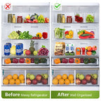 Set Of 10 Refrigerator Pantry Organizer Bins, Clear Plastic Food Storage Bins for Kitchen, Countertops, Cabinets, Fridge, Freezer, Bedrooms, Bathrooms, Fridge Organizer Bins Pantry Storage Containers