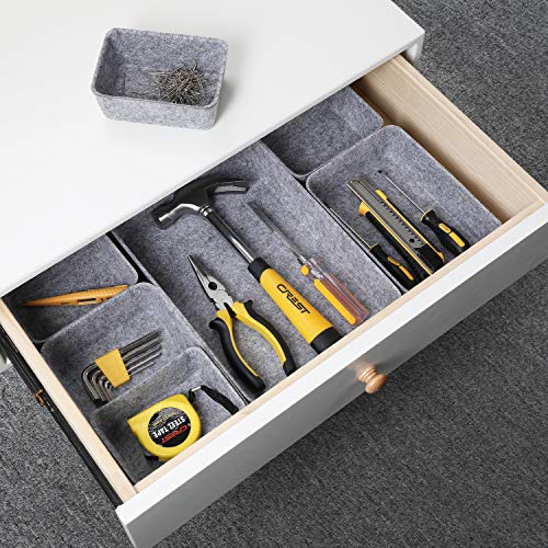 Welaxy Office drawer organizers trays felt storage bin organize dividers Box Dorm Home for stationery craft junk sorting 7-piece sleek minimalist lifestyle (gray) - color: gray