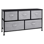 Amazon Basics Extra Wide Fabric 5-Drawer Storage Organizer Unit for Bedroom Closet, Black - color: Black