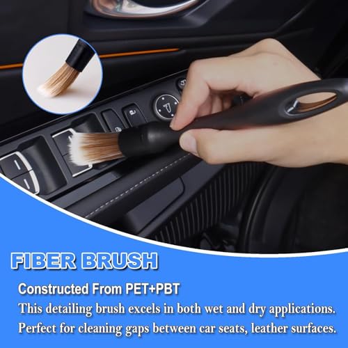 7PCS Car Detailing Brush Set, Ultra Soft Boars Hair Car Interior Detailing Brushes, Car Interior Detailing Kit, Car Cleaning Gel Supplies Kit, Car Dust Brush, Car Accessories for Truck, Suv, Interior
