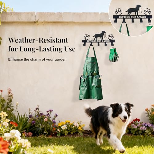 Dog Leash Holder for Wall, Key Holder Mount with 5 Metal Hooks, Pet Leash and Key Organizer, Screw Mounted Rack for Leashes Keys Collars, Entryway Garage Mudroom - style: 5-Hook