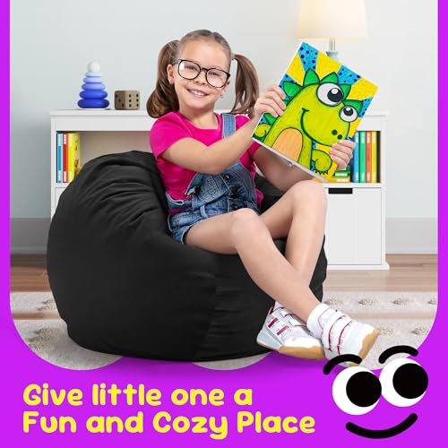 Hobestluk Bean Bag Chairs 2.5FT Bean Bag Chair with Memory Foam Filled & Machine Washable Cover,Beanbag Chair, Small Bean Bag Chairs for Playroom, Living Room, Bedroom - color: Black, size: 2.5FT - 28.5" x 28.5" x 17.8"