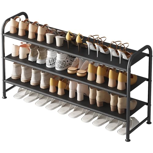INGIORDAR Shoe Rack 3 Tier Long Storage Organizer Wide Metal Shoe Shelf for Closet Entryway Black - color: Black, size: 3 Tier