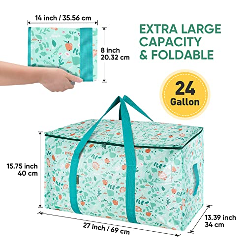 BALEINE 4-Pack Oversized Moving Bags with Reinforced Handles, Heavy-Duty Storage Tote for Clothes, Moving Supplies (Spring Stroll, 4-Pack) - color: Spring Stroll, size: 4-Pack