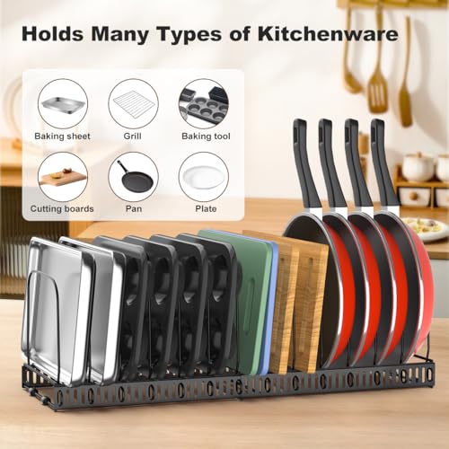 Housolution 2 Pack Baking and Cookie Sheet Organizer, 12"-23" Expandable Cutting Board Rack with 14 Adjustable Dividers, Bakeware Tray Muffin Pan Storage Organizer for Cabinet, Black - color: Black, size: 14 Dividers, 2 Pack