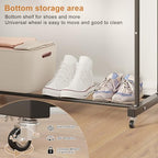 Calmootey Double Rods Clothes Garment Rack, Rolling Clothing Rack for Hanging Clothes, Coat Storage, Organizer for Bedroom, Livingroom, Apartments, Black
