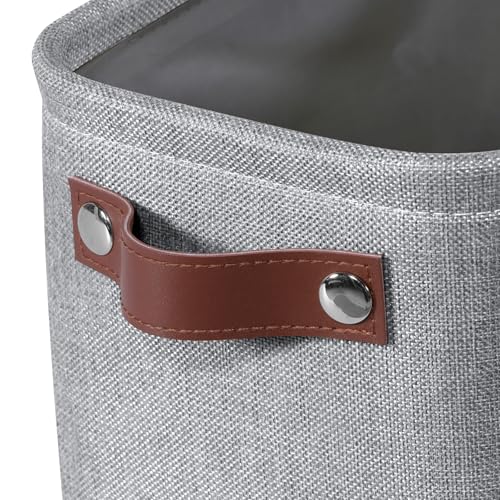 Kntiwiwo Small Fabric Storage Bins, 7.8x6.7x5.9 inch Mini Storage Cubes 4-Pack Storage Basket for Makeup Collapsible Fabric Storage Organizer with Handles, Decorative Basket for Desk, Shelves, Grey - color: Grey, size: 7.9" x 6.7" x 6"