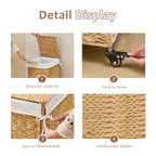 Handwoven Hamper with Lid, Laundry Basket with Wheels, Machine Washable Liner, Clothes Hamper for Bathroom Laundry Room Bedroom(Natural, 78L) - color: Natural/With Lid/78L