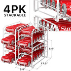 Simple Houseware Soda Can Organizer Stackable Rack Dispenser for Pantry/Refrigerator, White, 4 Pack - color: White