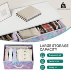 YITAHOME Wide Storage Tower with 5 Drawers - Fabric Dresser, Organizer Unit for Bedroom, Living Room, Closets - Sturdy Steel Frame, Easy Pull Fabric Bins & Wooden Top - color: Tie Purple, style: 5-Drawer