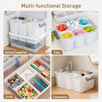 Citylife 17 QT Plastic Storage Box with Removable and 6 Detachable Inserts, Clear White - size: 2 Pack-17 QT-W