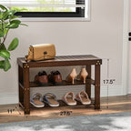 Pipishell Bamboo Shoe Rack Bench, 3 Tier Sturdy Shoe Bench, Storage Shoe Organizer, Holds up to 300lbs for Entryway Bedroom Living Room Balcony, Brown - color: Brown