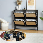Shoe Cabinet, Shoe Storage Cabinet with 4 Flip Drawers, Freestanding Shoe Organizer Shoe Rack for Entryway, Hallway, Living Room (Black - 4 Tiers) - color: Black - 4 Tiers