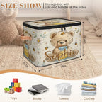 Custom Storage Basket with Name, Personalized Storage Bins with Zipper Lid, Foldable Fabric Storage Box Large capacity with Handle Flower Bee Bear - color: Option 20