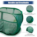 2 Pack Collapsible Laundry Baskets, Upgrade Pop Up Laundry Hamper with Convenient Bags, Foldable Laundry Basket Mesh Light Weight, Easy to Carry Clothes Hampers for Laundry, Dorm, Toys, Travel Green - color: 2xGreen
