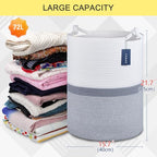COMSE Extra Large Blanket Basket, Tall Woven Storage Basket, Nursery Hamper, 15.7”x 21.7”, Cotton Rope Laundry Hamper for Toys Clothes Towels, Blend White/Gray - color: Blend White & Gray